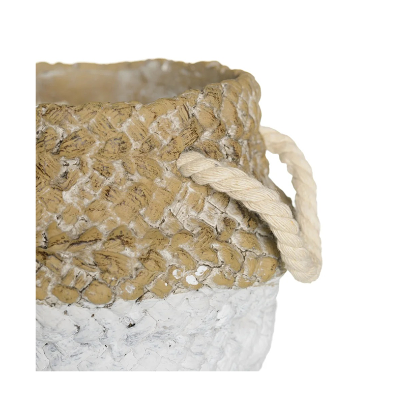 MACETERO CESTA NATURAL-BLANCO CEMENTO 17,50 X 17,50 X 13 CM