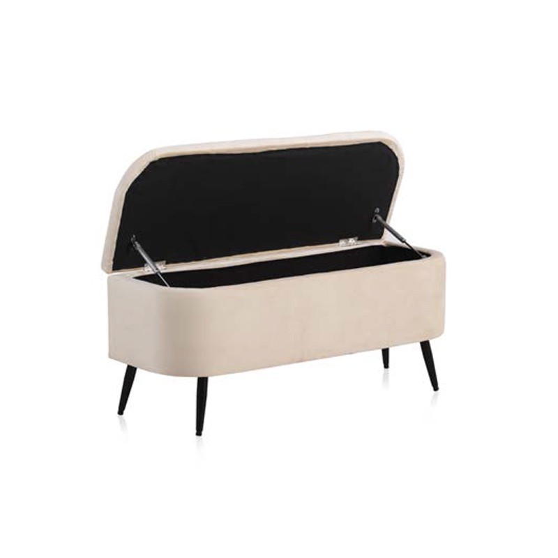 Banco baúl DECO terciopelo beige
