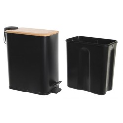 Papelera metal bambú