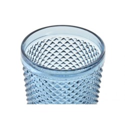 Vaso cristal relieve azul