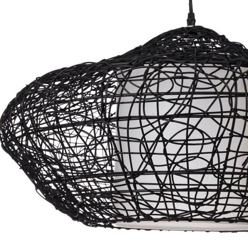 LÁMPARA TECHO METAL-RATÁN 62 cms